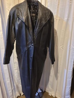Wilson Black Leather Trench Coat